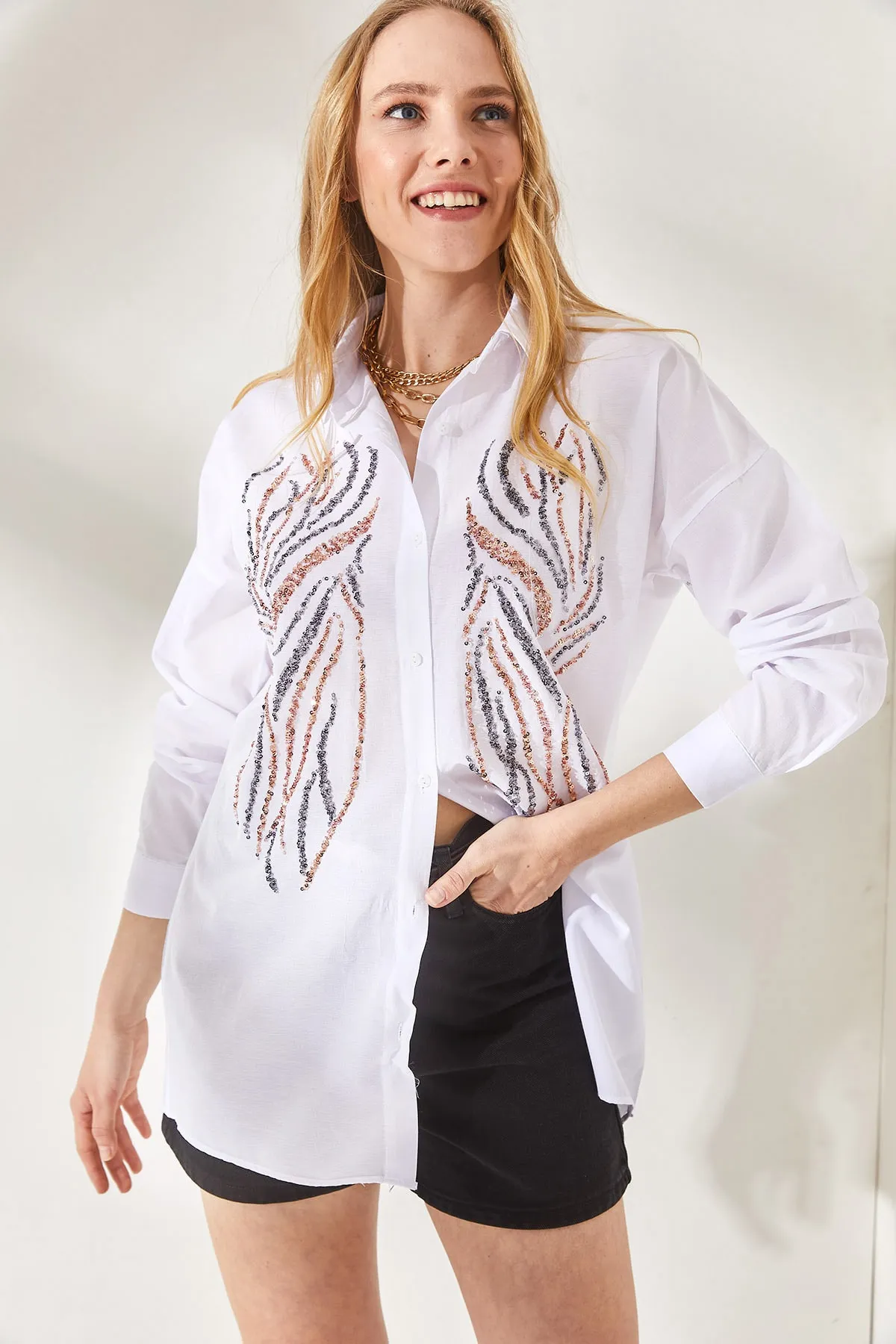 Olalook  Hemd - Weiß - Oversized
