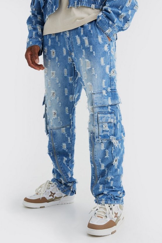 Lockere zerrissene Cargo-Jeans