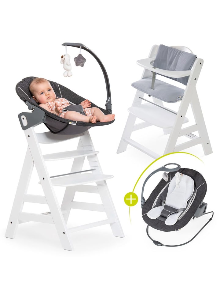 Hauck Alpha Plus Weiß Newborn Set Deluxe - 4-tlg. Hochstuhl in weiss,grau günstig kaufen onesize