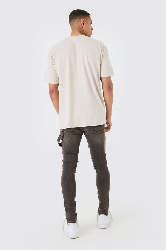 Braune Skinny Stretch Jeans mit Rissen