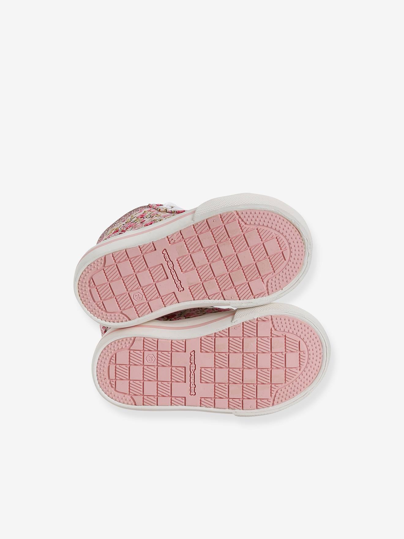 Baskets montantes lacées et zippées bébé rose