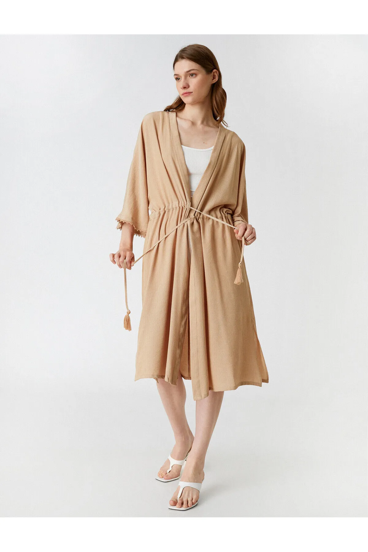 Koton  Kurzärmliger Kimono mit Bindedetail
