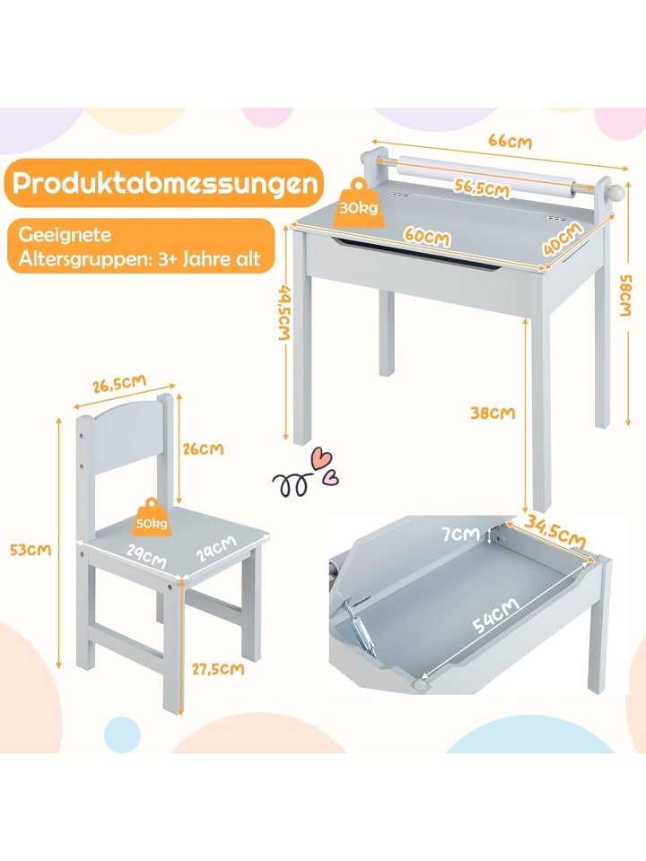 COSTWAY Schreibtisch Set ab 3 Jahren in Grau günstig kaufen onesize