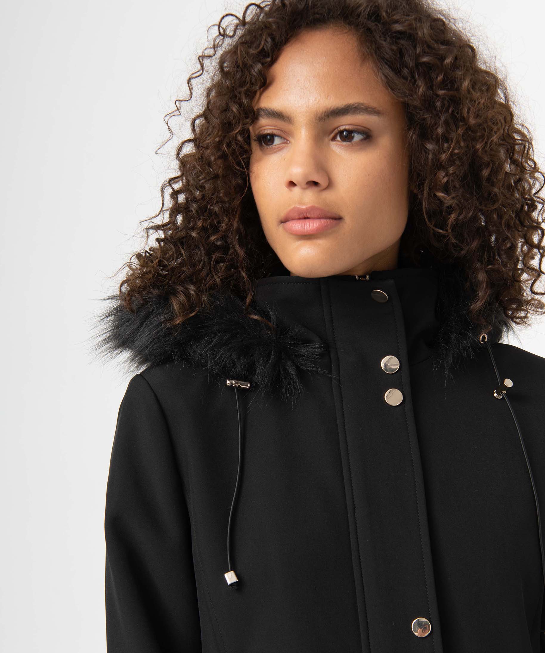 Parka femme avec col montant et capuche noir | GEMO