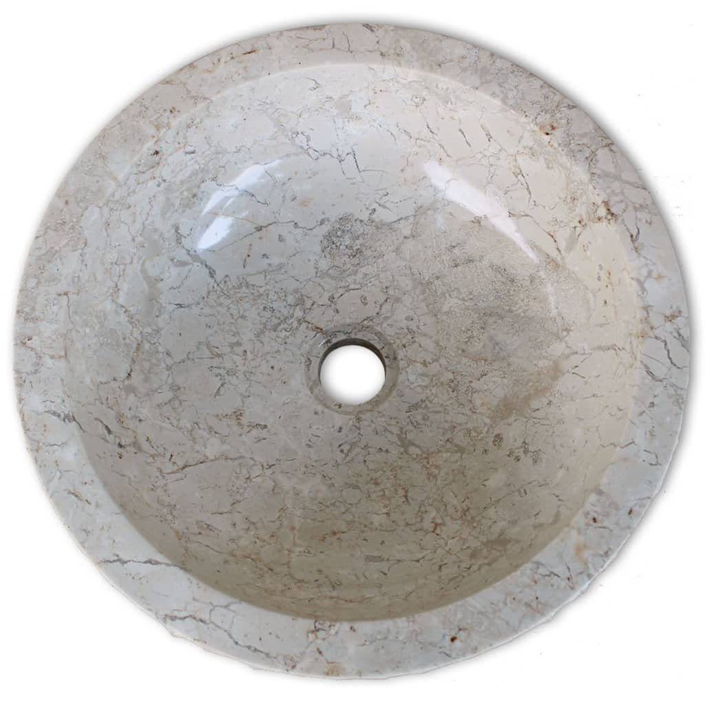 vidaXL Waschbecken Waschbecken Marmor 40 cm Creme