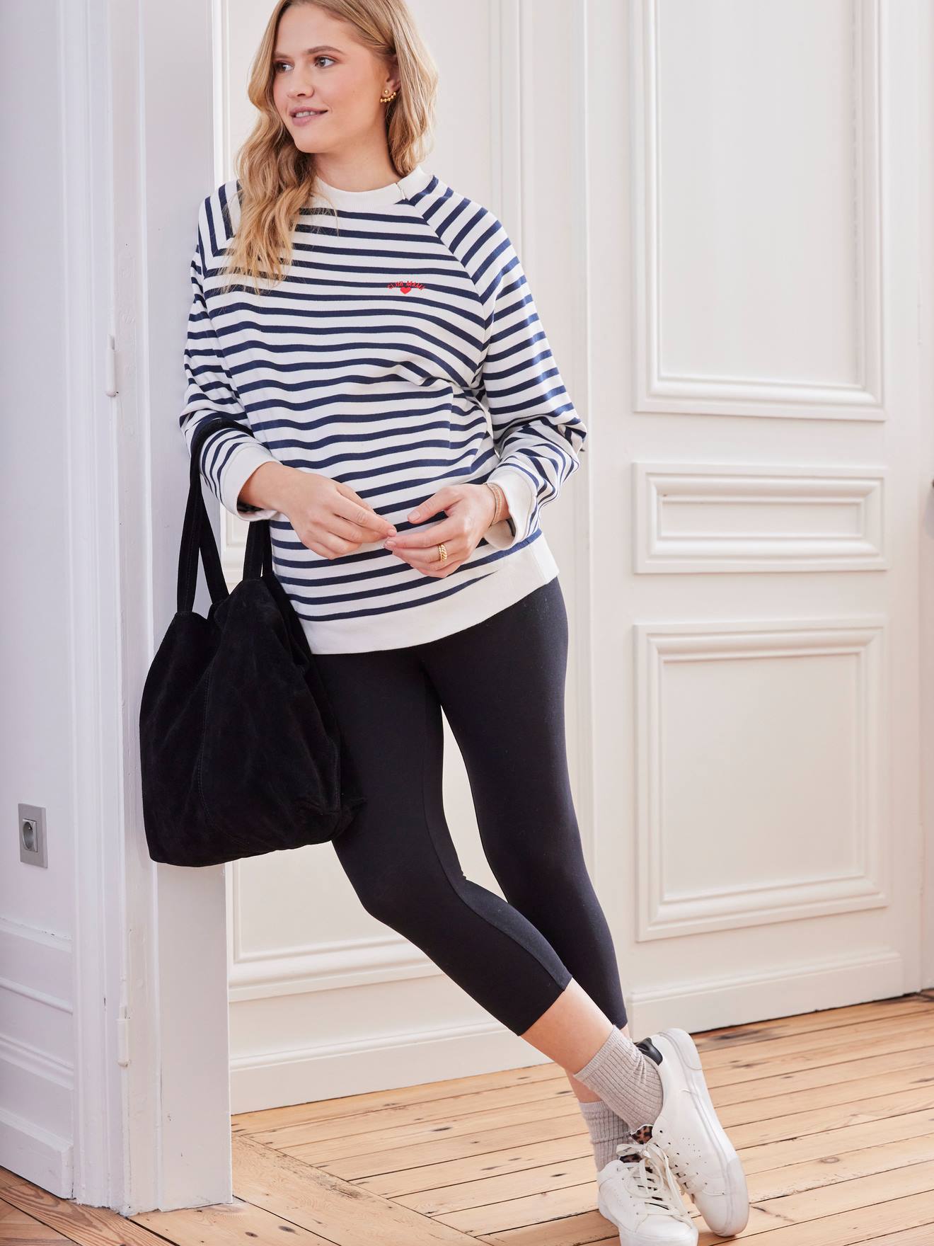Vertbaudet Umstands-Leggings, 3/4-Länge - schwarz