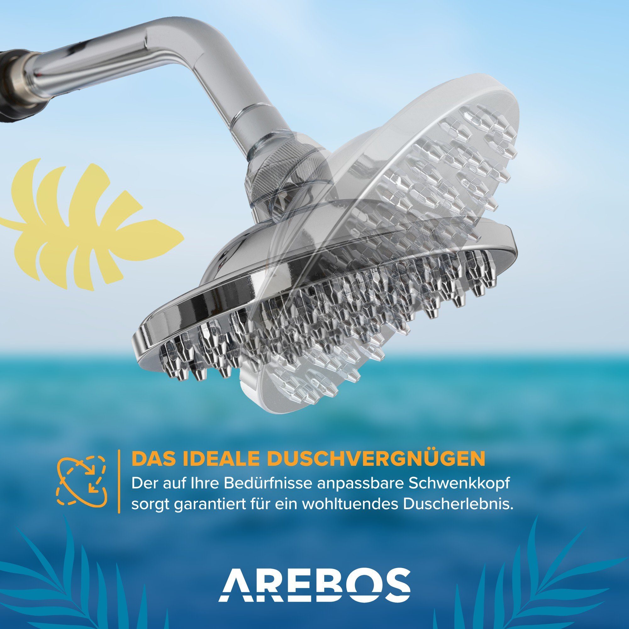 Arebos Solardusche 40 Liter, 220 cm, inkl. Abdeckhaube, bis 60°C (silber)