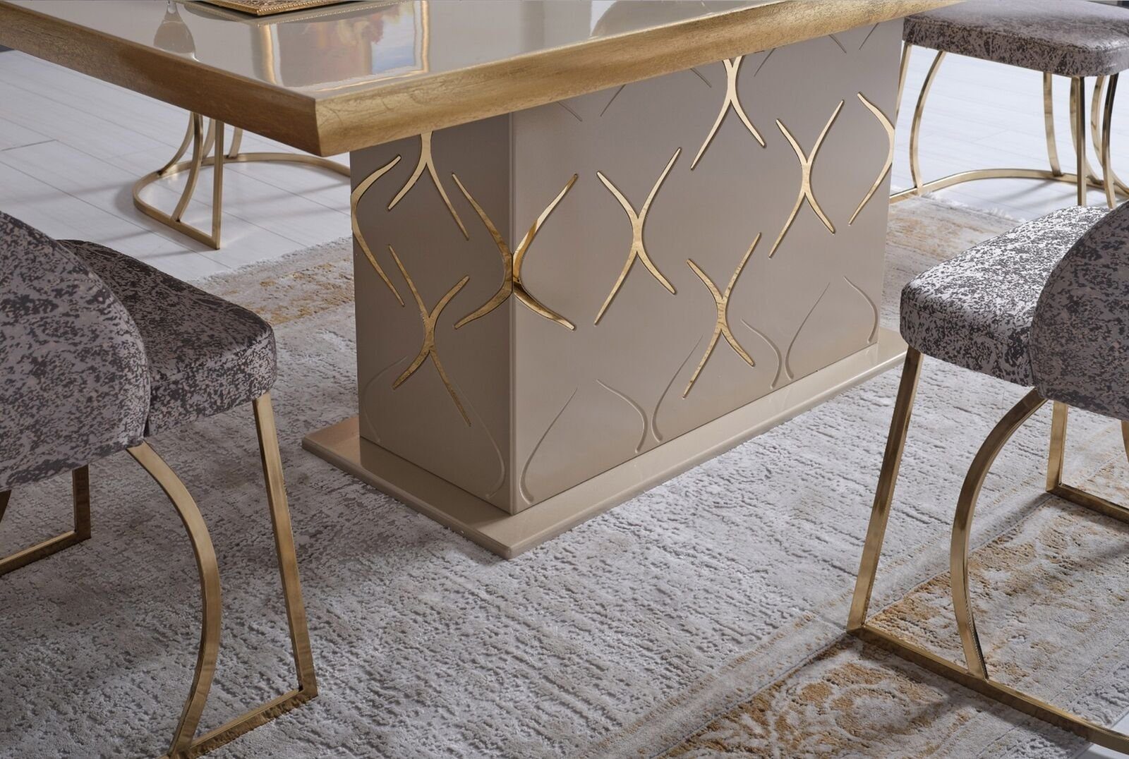 JVmoebel Wohnzimmer-Set Luxus Esszimmer Set Esstisch 4x Stühle Tisch Esstische Essgruppe 5tlg, (5-St), Made in Europa