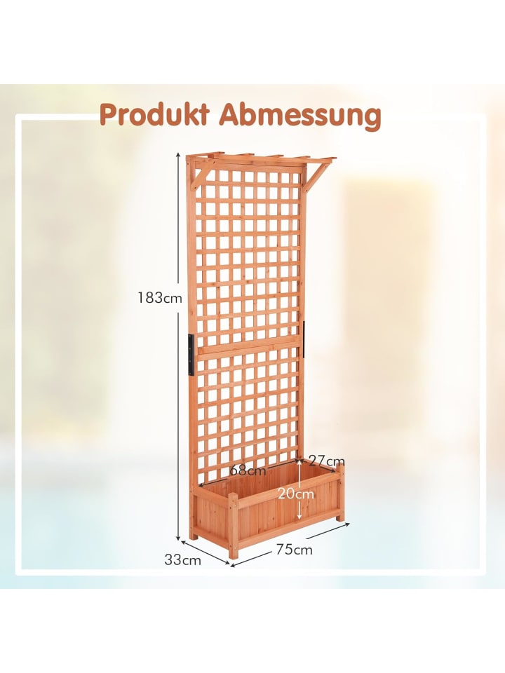 COSTWAY Blumenkasten mit Spalier 75x33x181cm in Orange günstig kaufen onesize