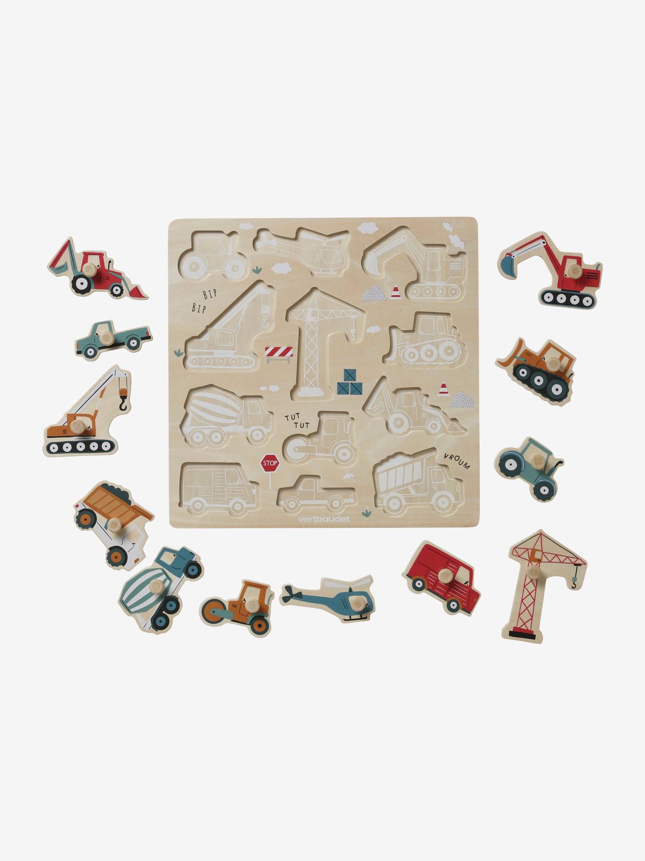Puzzle boutons Chantier en bois FSC® jaune