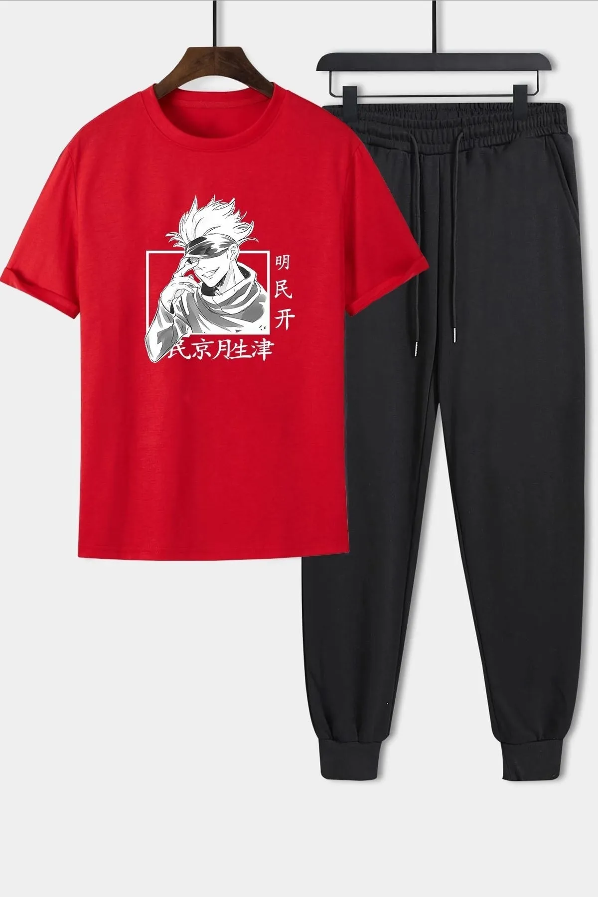uyguntarz  2-teiliges Unisex-Trainingsanzug-Set mit Kapuze und Aufdruck