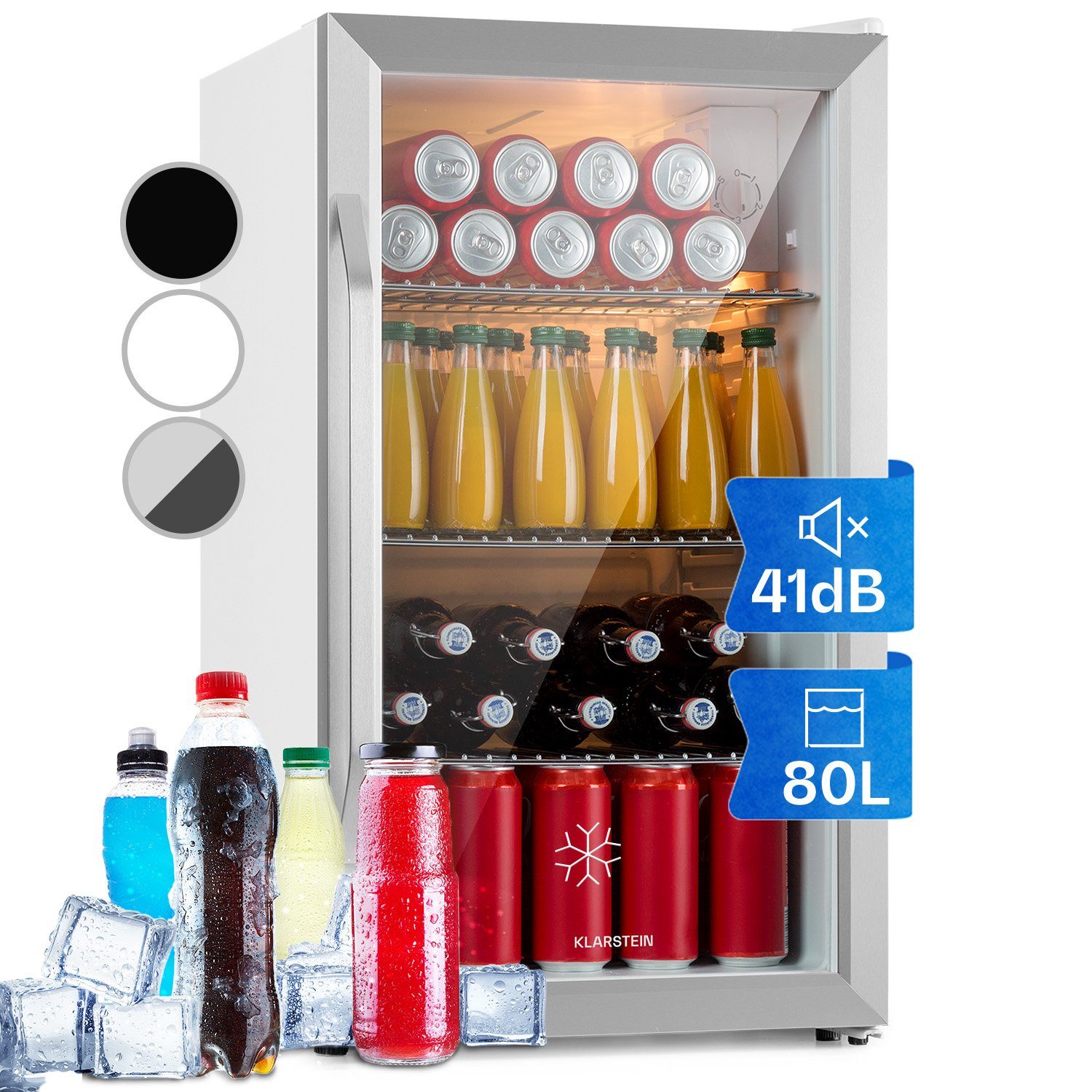 Klarstein Getränkekühlschrank HEA-BeersafeXXL-Crys 10039424, 83 cm hoch, 47.5 cm breit, Bierkühlschrank Getränkekühlschrank Flaschenkühlschrank mit Glastür