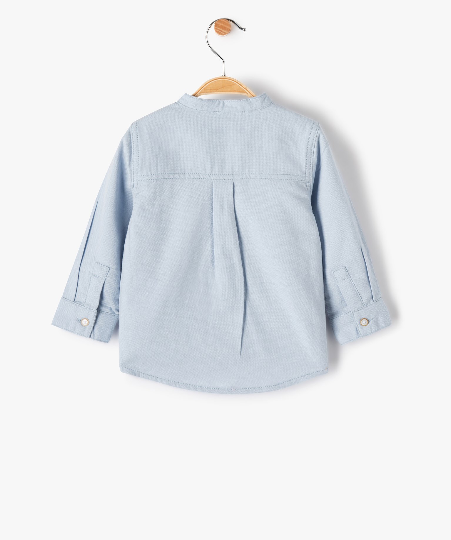 Chemise bébé Garçon manches longues avec col mao bleu | GEMO
