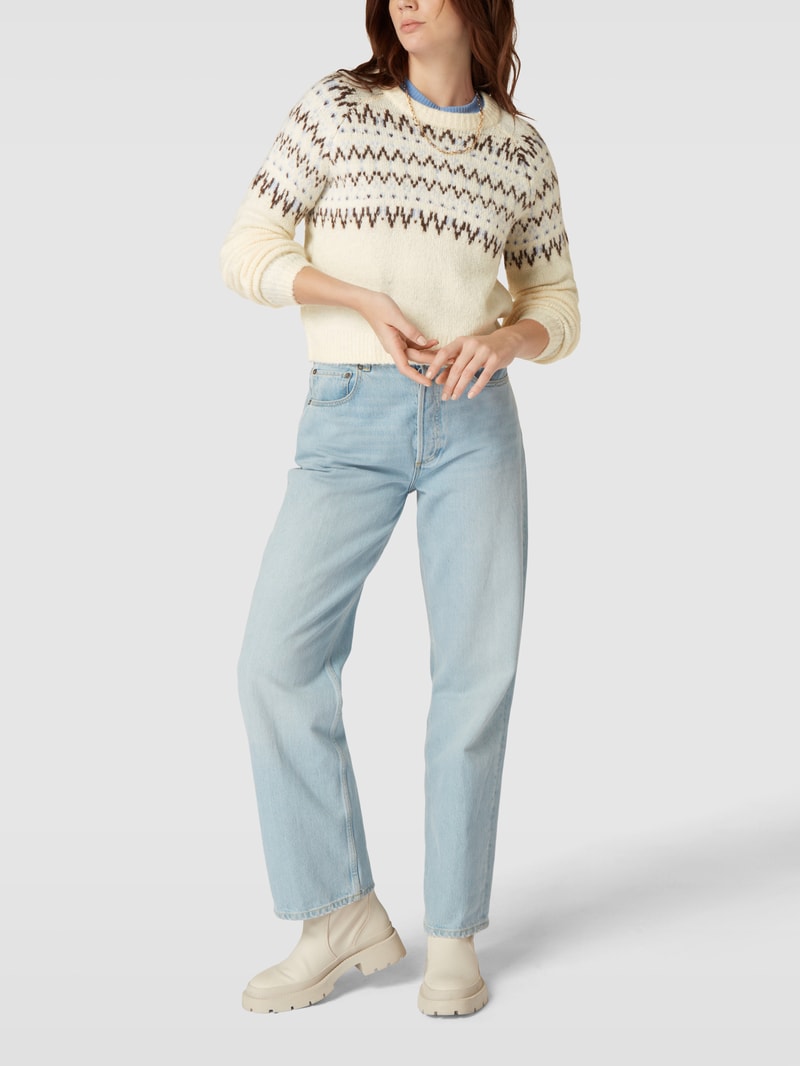 Norwegerpullover mit Raglanärmeln in beige meliert