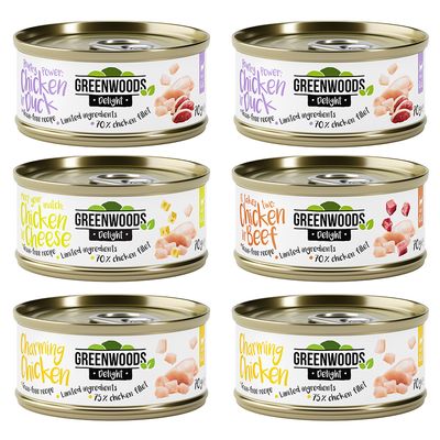 Gemischtes Probierpaket Huhn Greenwoods Delight 6 x 70 g