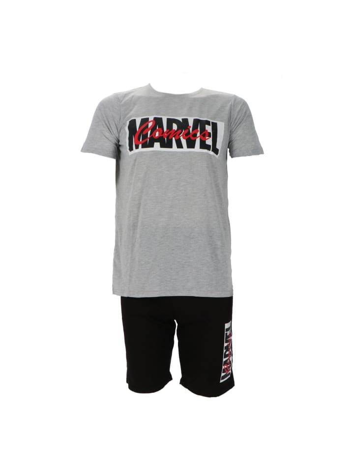 Marvel Marvel Pyjama Herren kurzen Ärmeln Shorts Shortama in Grau günstig kaufen