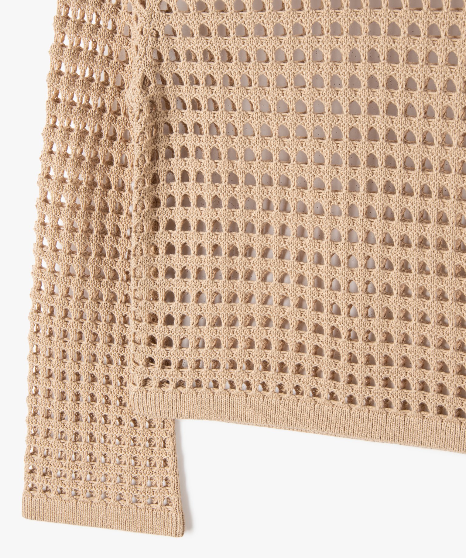 Pull fille court en maille ajourée beige | GEMO