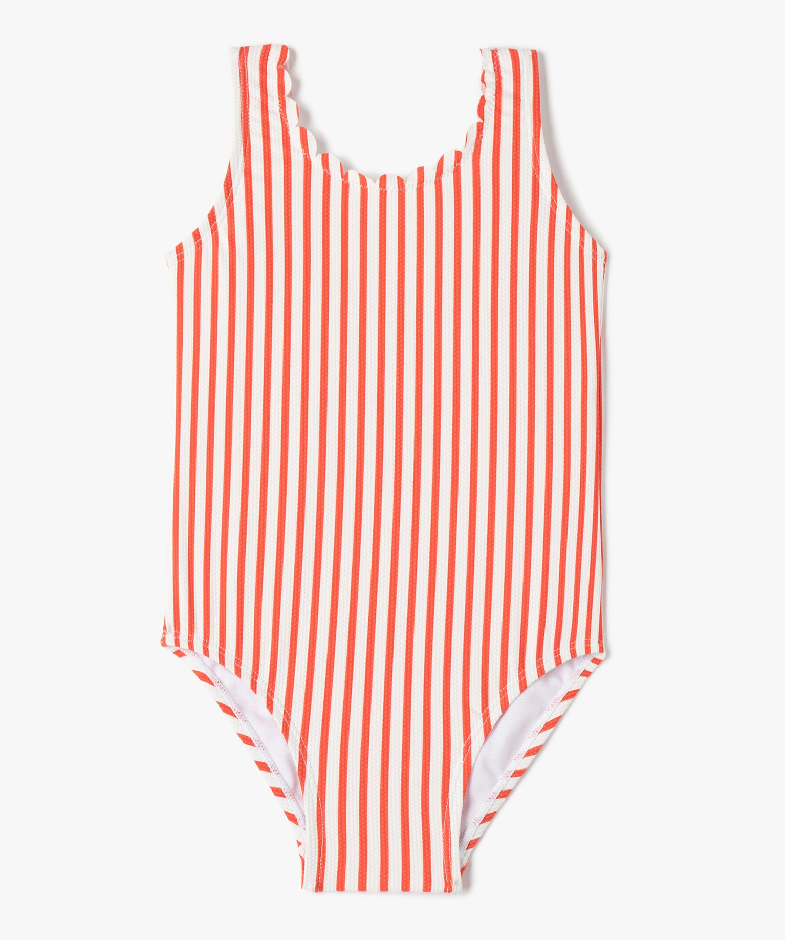 Maillot de bain bébé fille 1 pièces à rayures et festons raye | GEMO