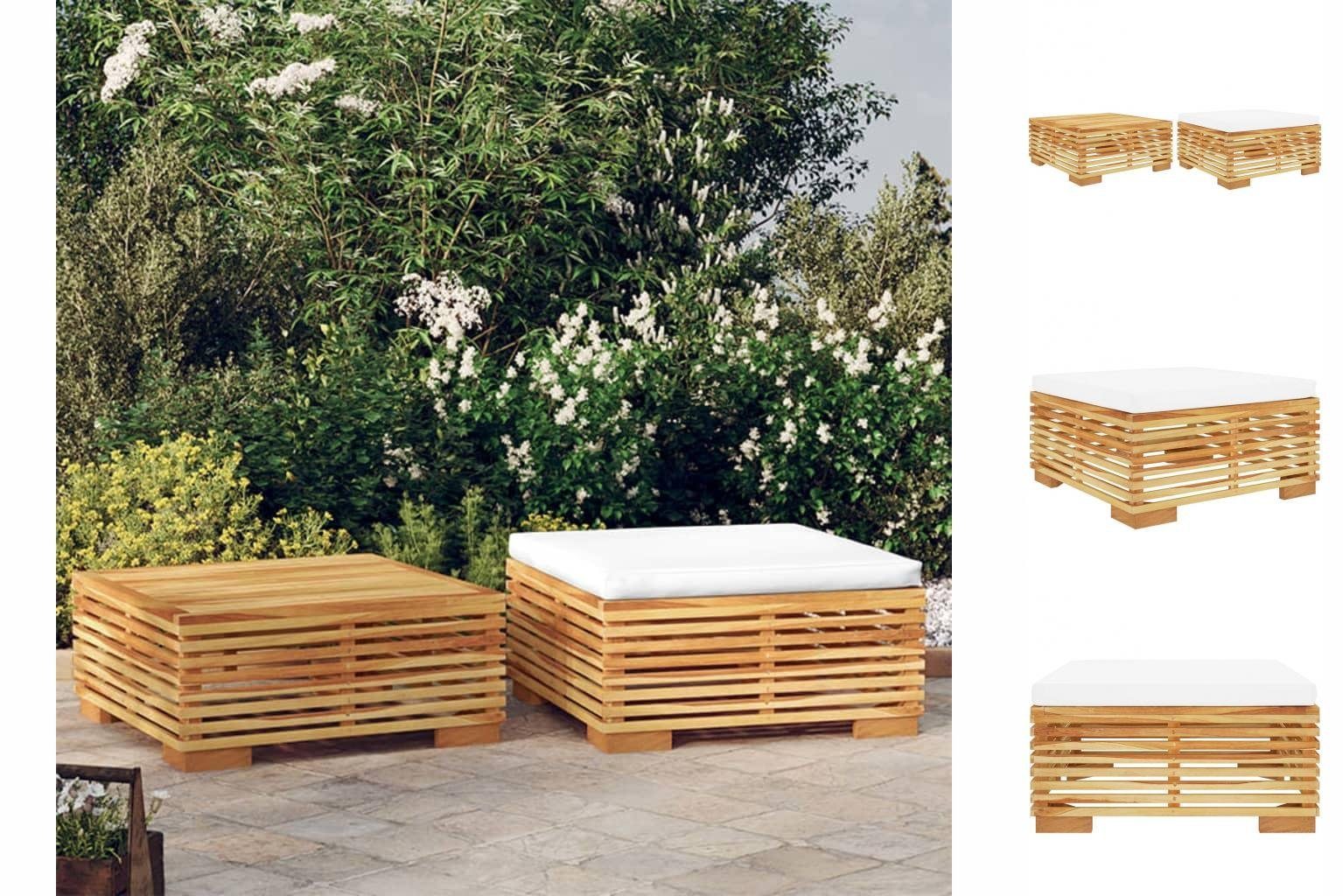 vidaXL Gartenbank 2-tlg Garten-Lounge-Set Massivholz Teak Außenbereich