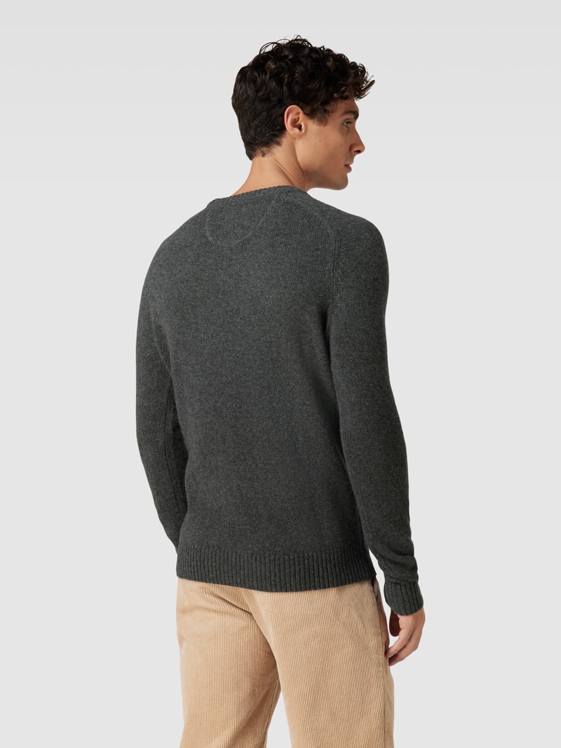 Strickpullover aus Lammwolle Modell 'TANGUY' in dunkelgrau meliert