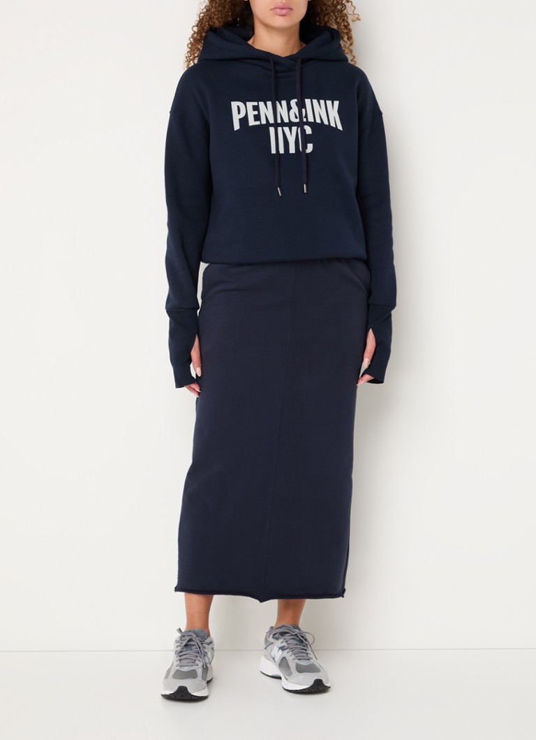 Penn & Ink Midi skirt made of sweat fabric with slit