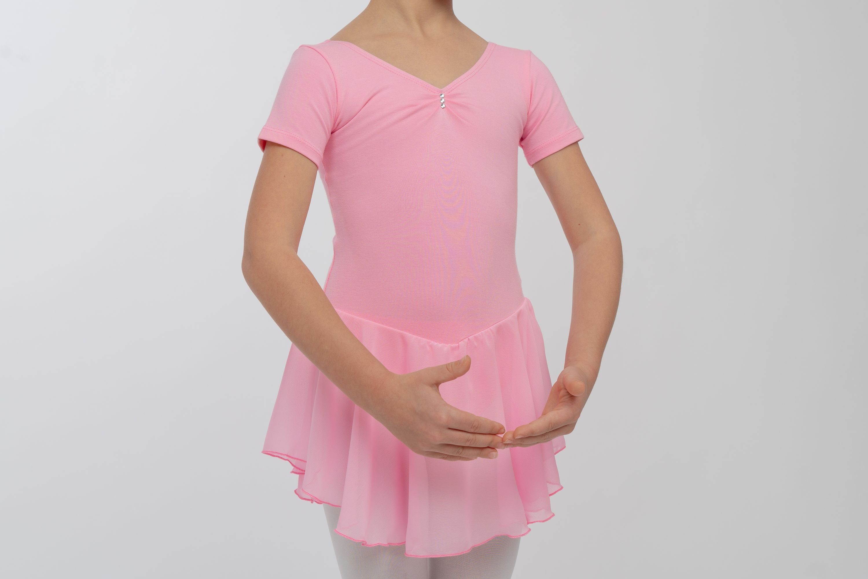 tanzmuster Chiffonkleid Ballettkleid Betty mit Glitzersteinen Mädchen Ballettbody mit Chiffon Röckchen