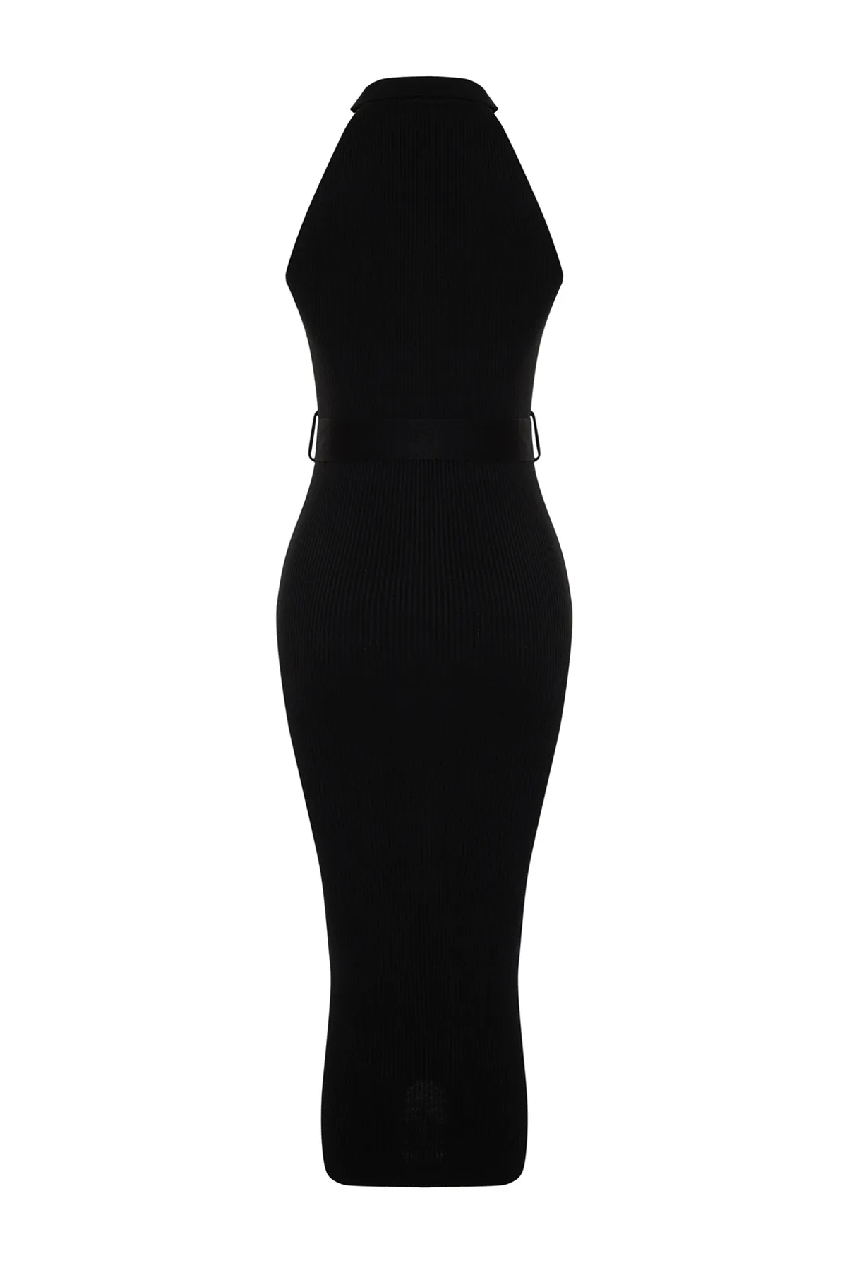 Trendyol Collection  Schwarzes Strick-Midikleid mit Gürteldetail TWOSS22EL1031
