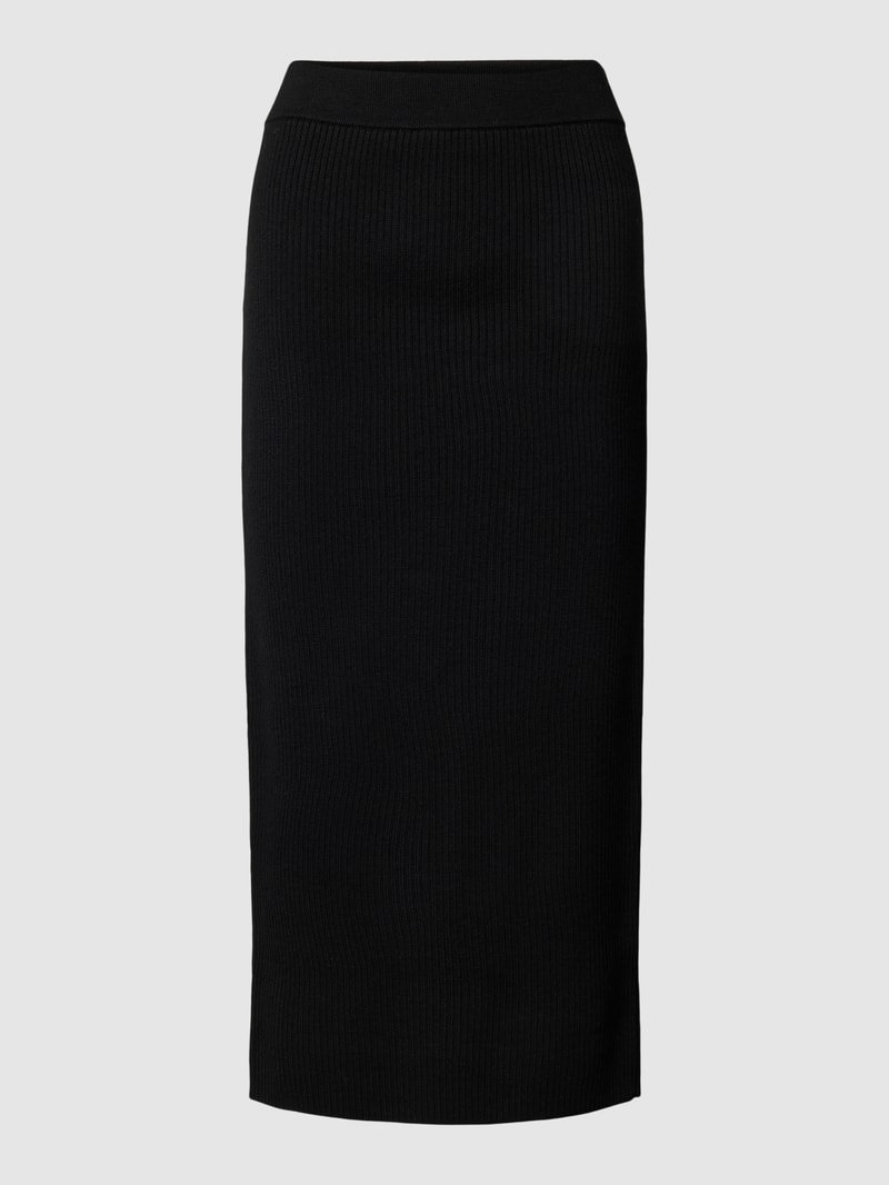 Strickrock aus Schurwolle mit Gehschlitz Modell 'LUDIMI' in schwarz