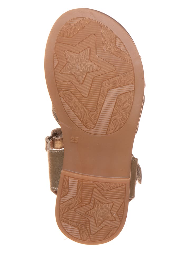 POM POM Leder-Sandalen in Gold günstig kaufen