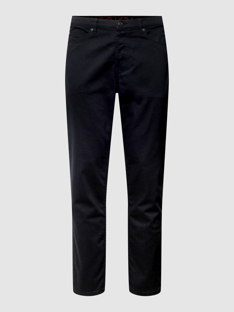Straight Fit Jeans mit Label-Patch Modell 'HUGO 634' in schwarz