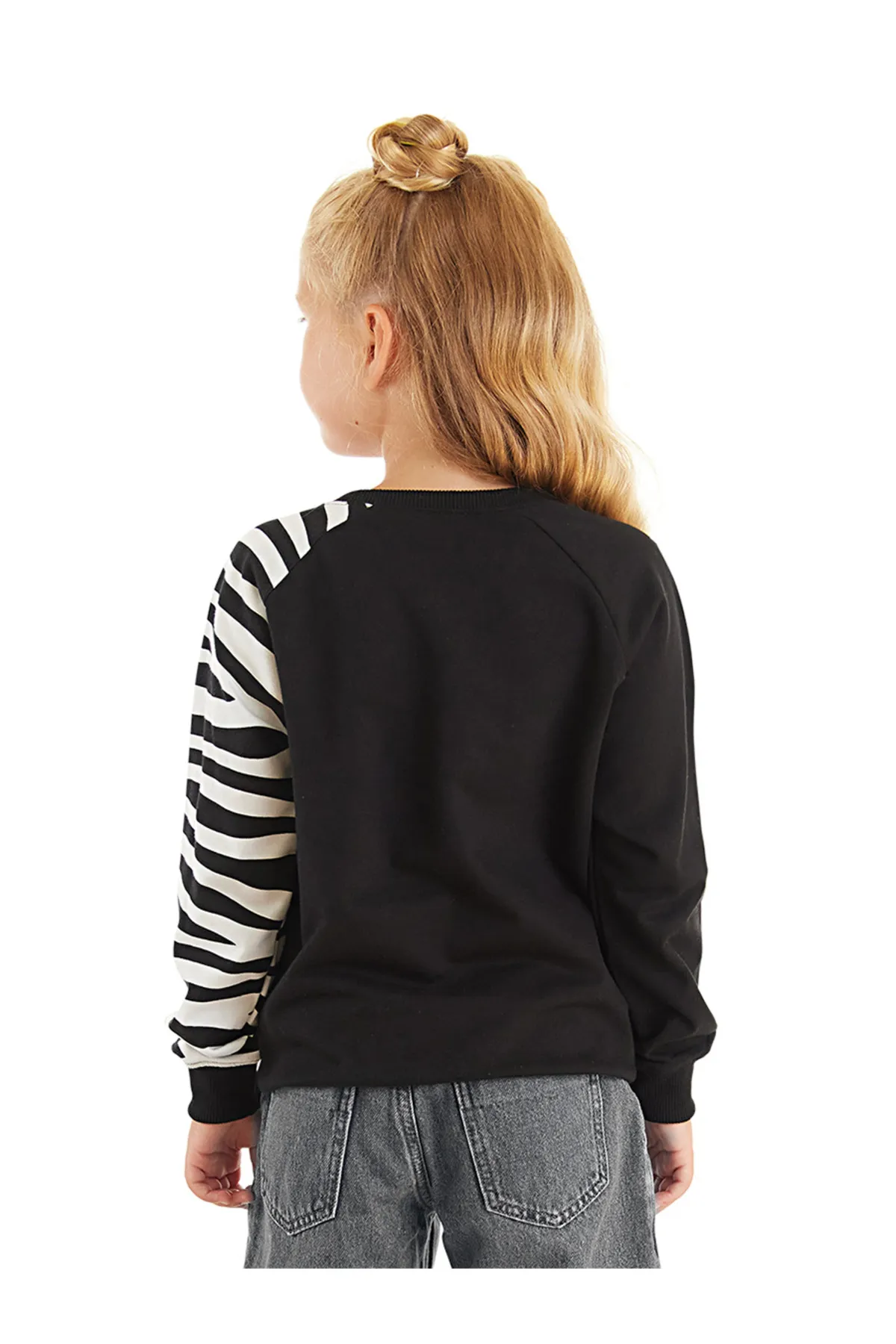 Denokids  Gerüschtes Zebra-Mädchen-Sweatshirt in Schwarz