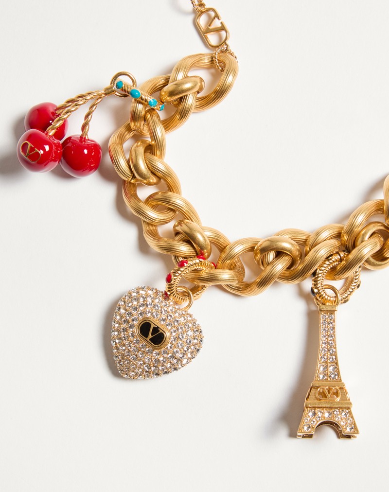 Pulseira Chez Valentino em metal, esmalte e cristais Swarovski®