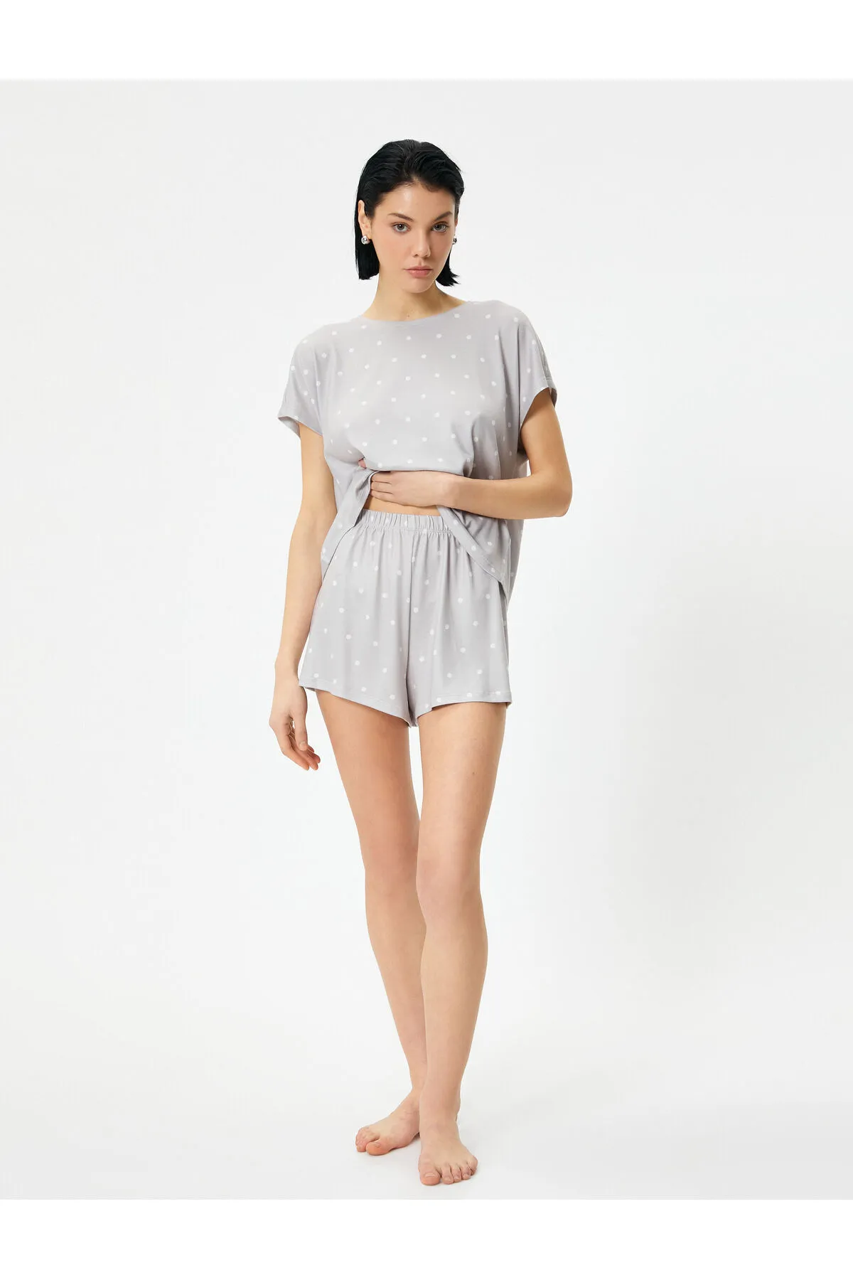 Koton  Pyjamahose Shorts mit elastischem Bund und Punkten