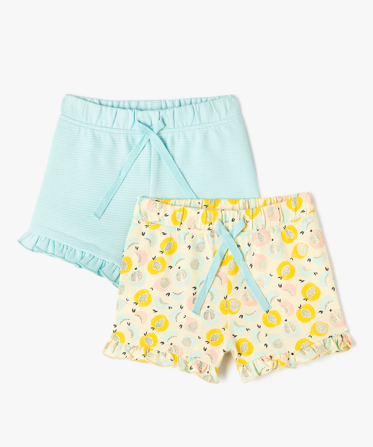 Short en coton avec volants bébé fille (lot de 2) jaune | GEMO
