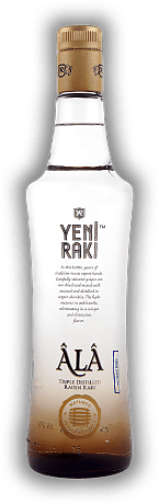 Raki Yeni ÂLÂ Raki Yeni ÂLÂ Raki, das türkische Nationalgetränk ist eine weltberühmte Anis Spezialität von unverwechselbarem Geschmack und erlesener Qualität. 0,7	 Liter - Vol 47%