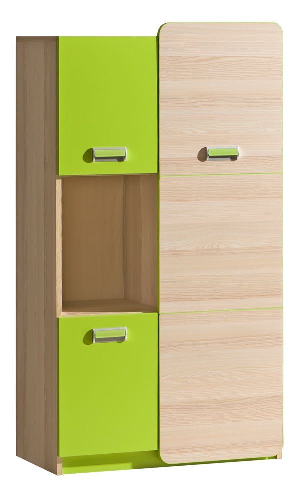 Feldmann-Wohnen Stauraumschrank Loreto 80cm 3-türig Esche Coimbra / lindgrün