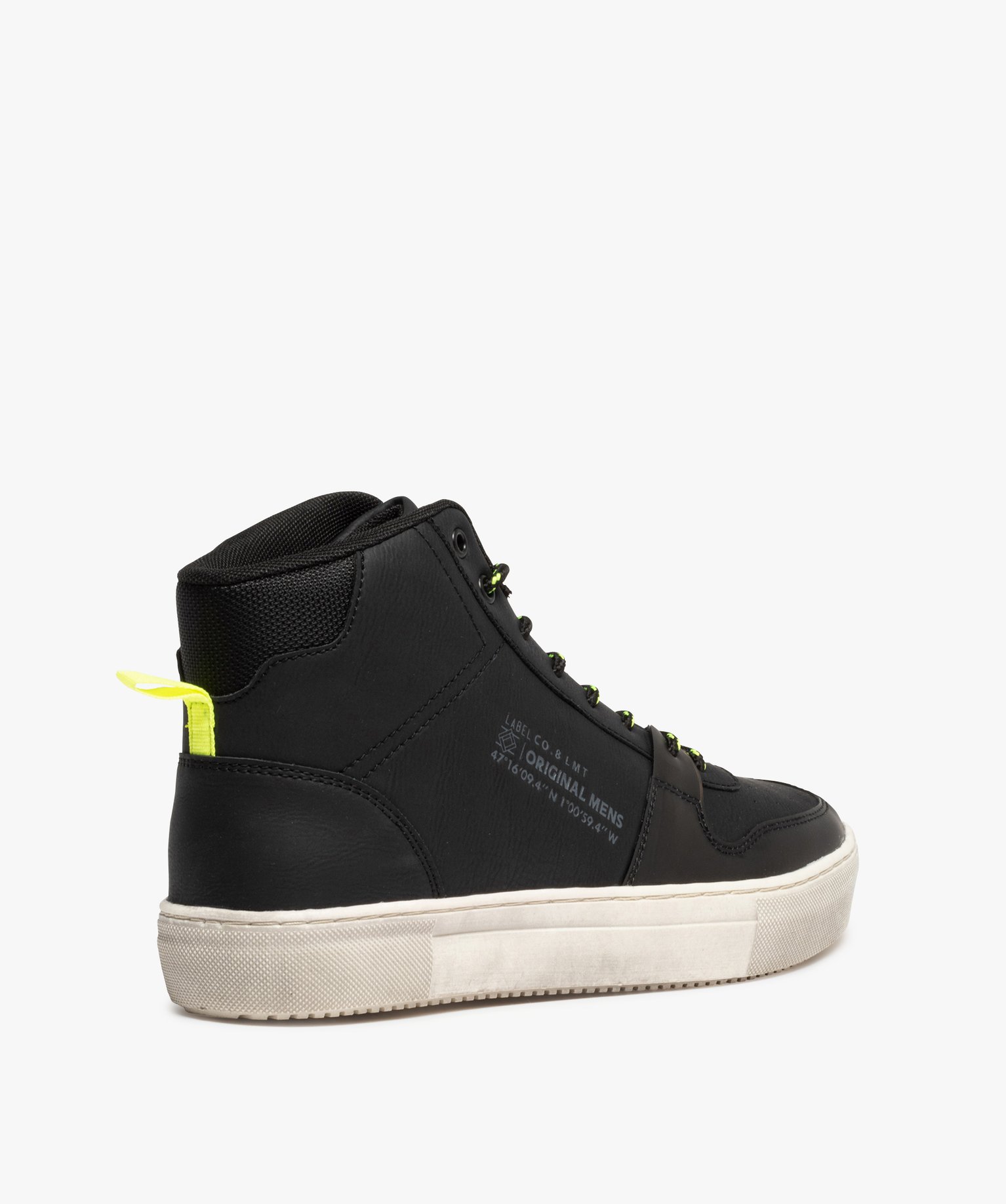 Baskets homme unies semi-montantes à lacets noir | GEMO