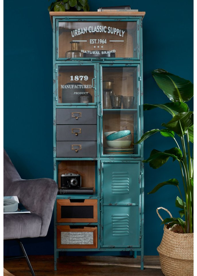 Vitrine in Spind-Optik