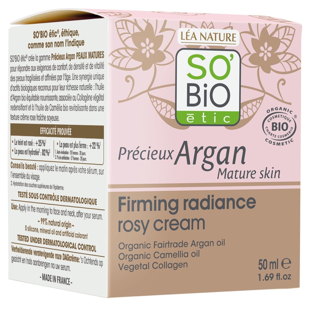 LÉA NATURE SO BiO étic Crème rose éclat fermeté jour, PrécieuxArgan Peaux Matures Crème rose