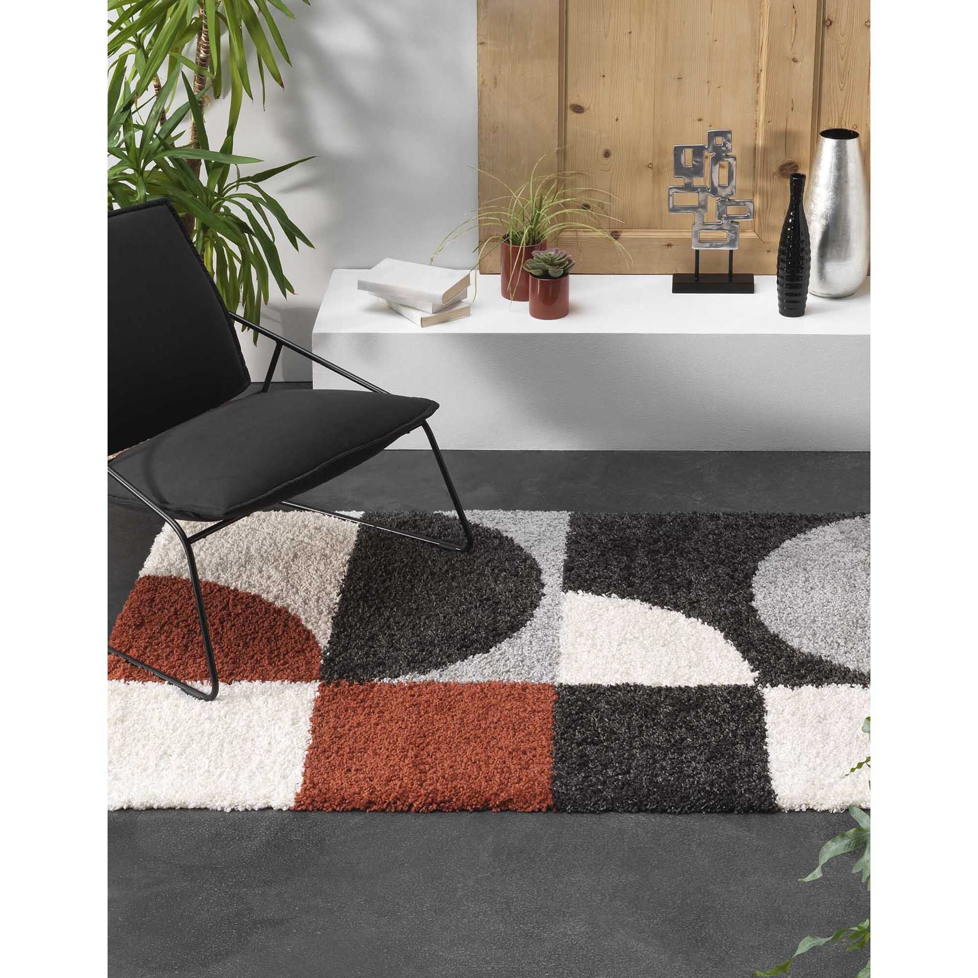 Tapis rectangulaire motif géométrique multicolore