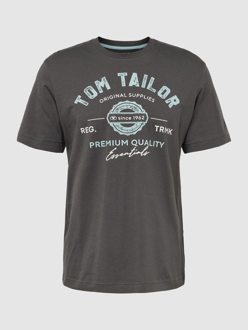 T-Shirt mit Label-Print in mittelgrau