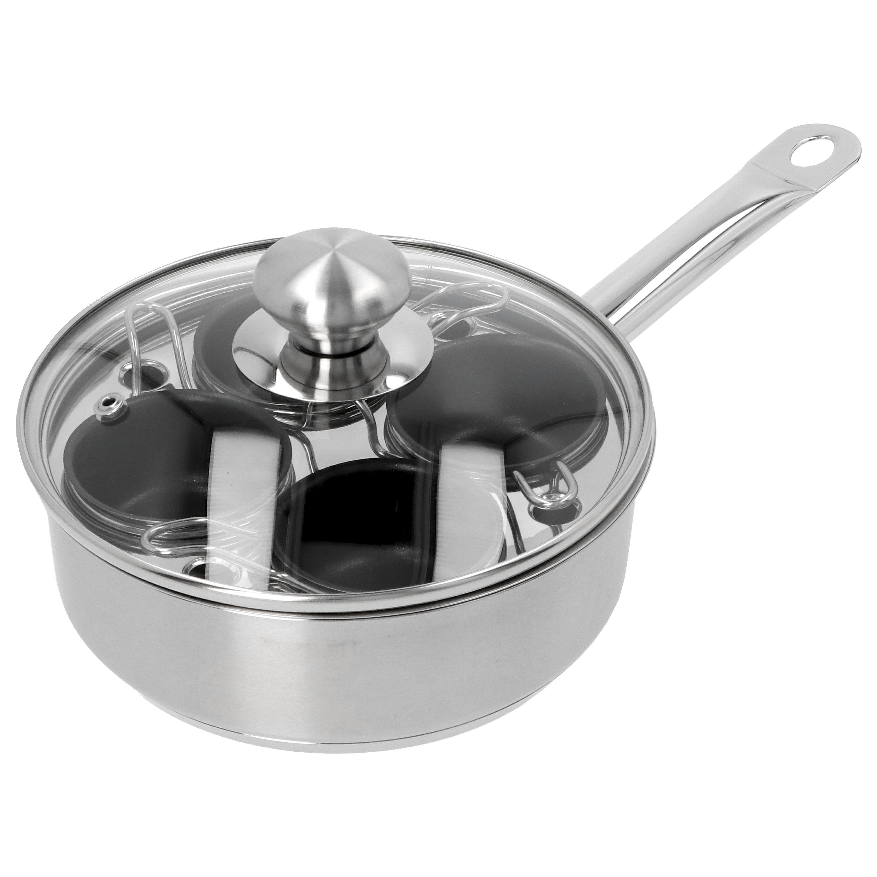 Gourmetpfanne mit 4 Schüsseln, Silber