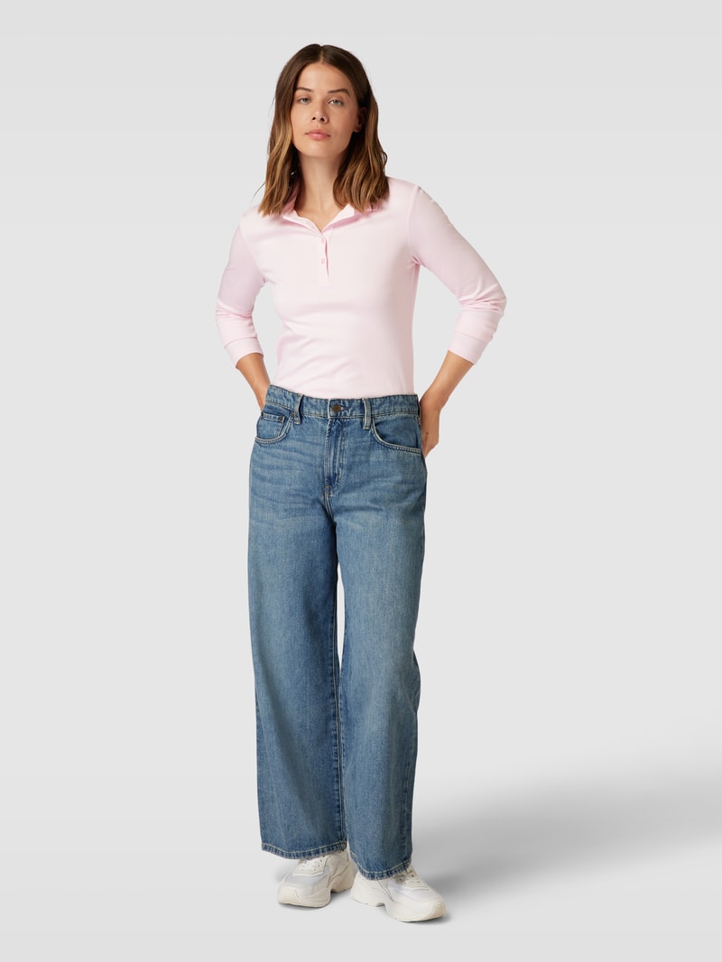 Longsleeve mit Polokragen in hellrosa