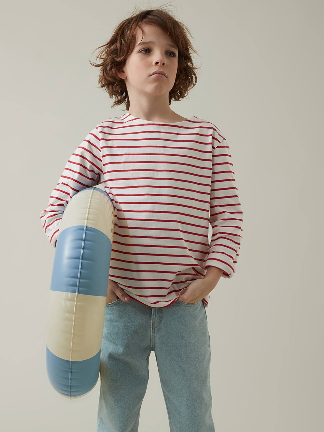 T-shirt marinière garçon Cyrillus en coton bio rayé bleu