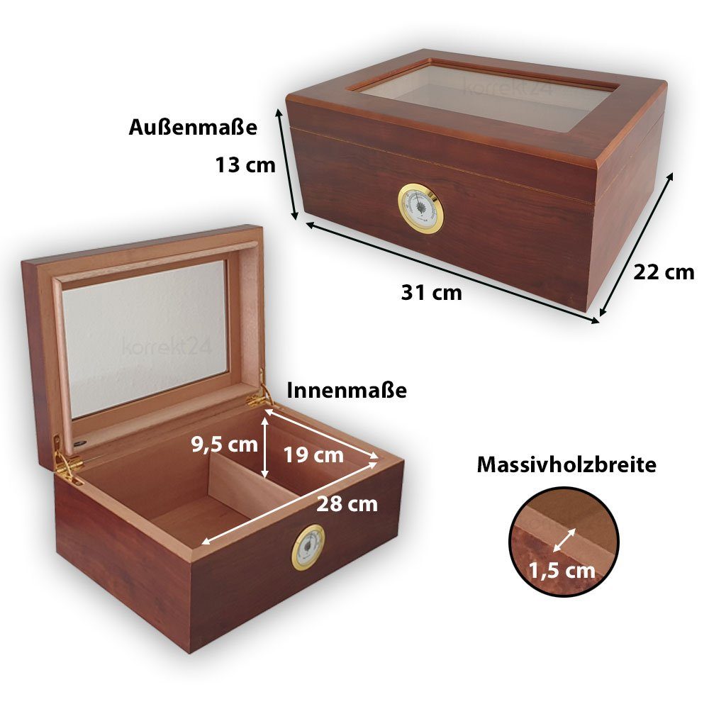 Coumo Humidor Gastrohumidor Set, Braun, für ca. 75 Zigarren, Zigarrenschneider
