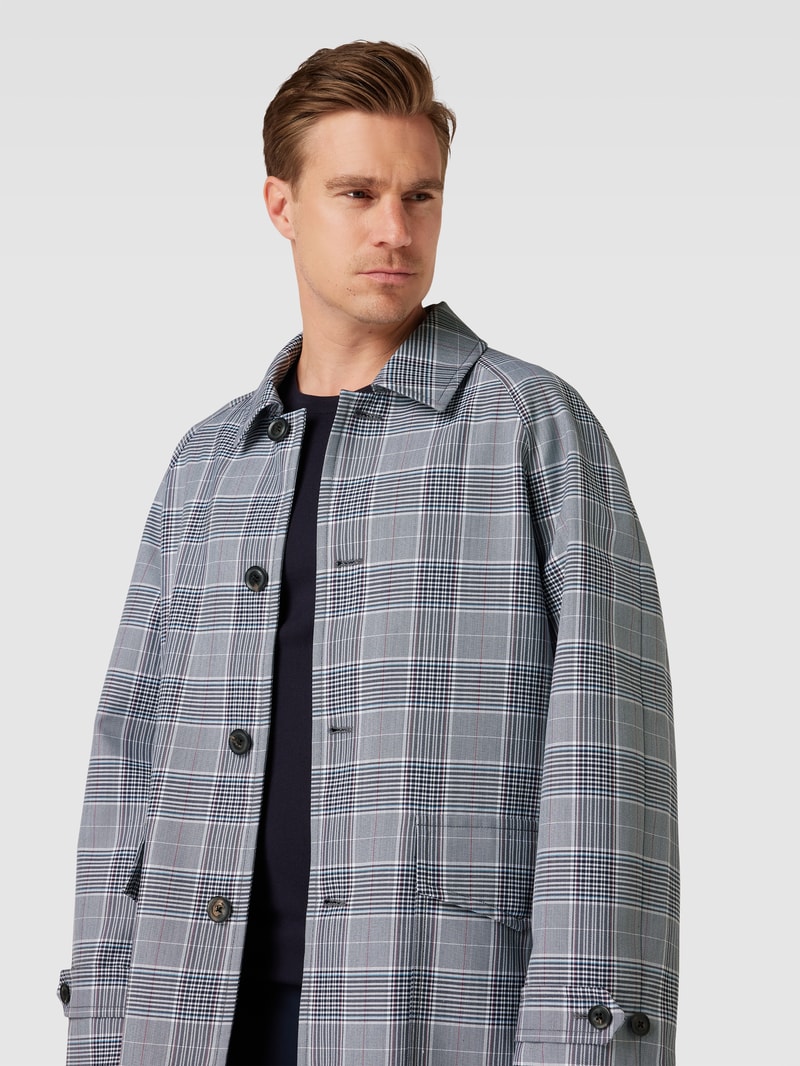Mantel mit Glencheck-Muster Modell 'CARCOAT' in marineblau