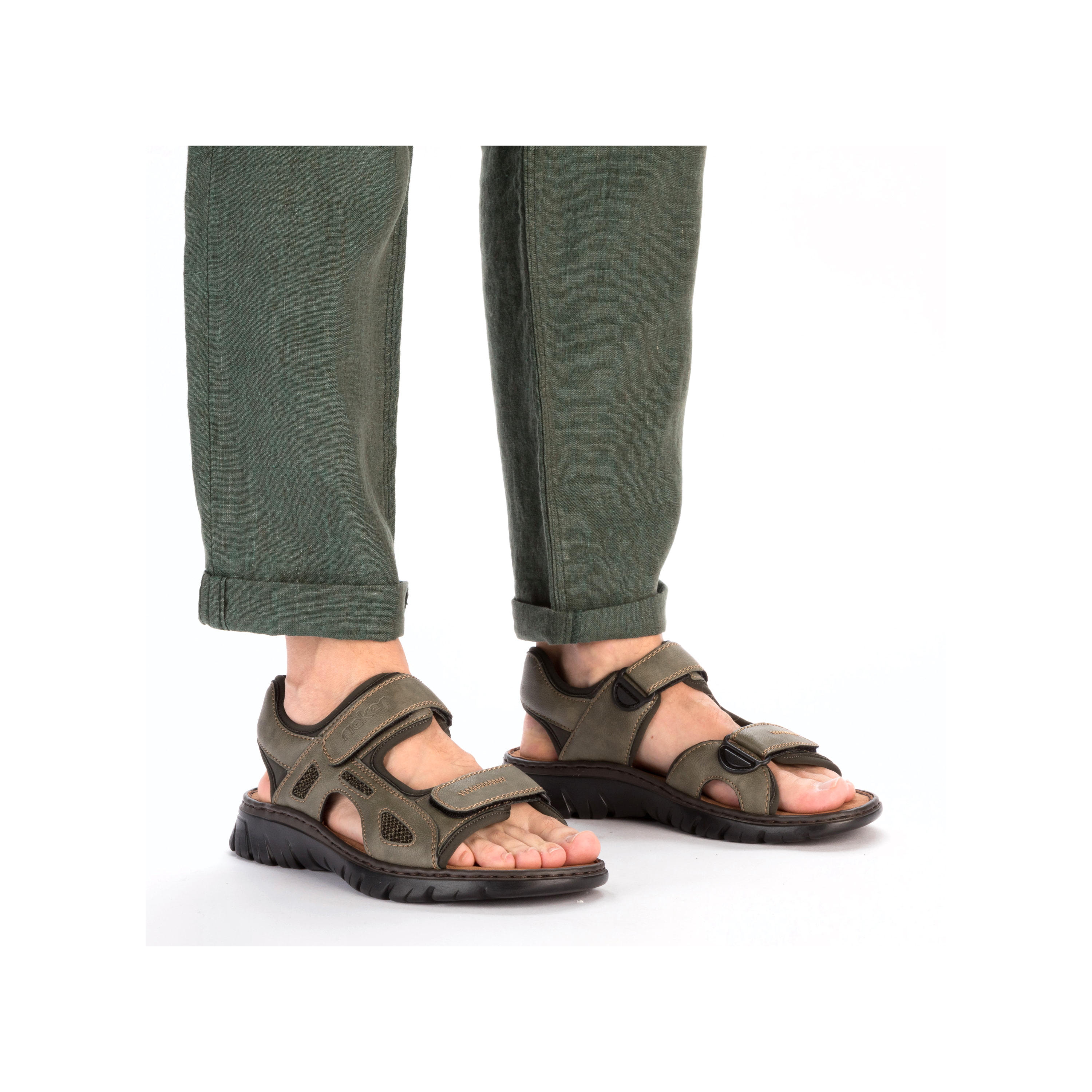 Rieker Herren Trekkingsandalen grüngrau