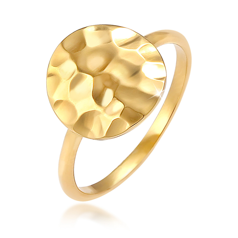 Elli Elli Bague Plaquette pour dames tendance martelée en argent sterling 925 Bague