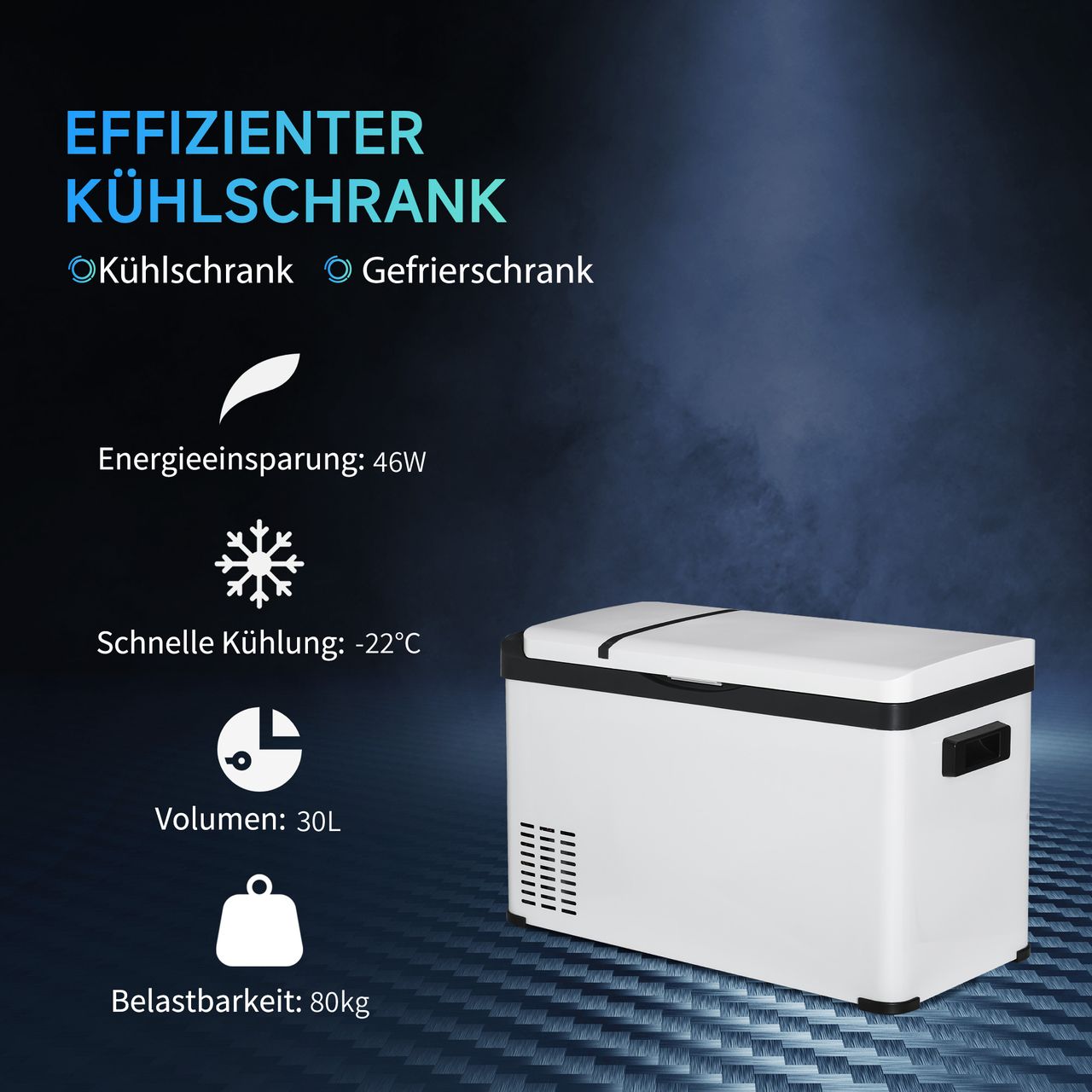 Outsunny Kühlbox Auto 30L mit LCD-Anzeige Autokühlschrank elektrisch Boot