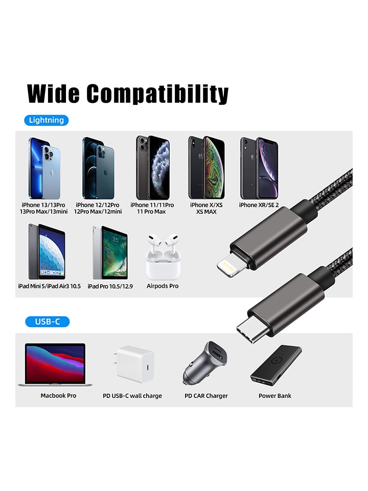SmartCase USB-C-Lightning-Kabel in Schwarz - (L)1 m günstig kaufen onesize